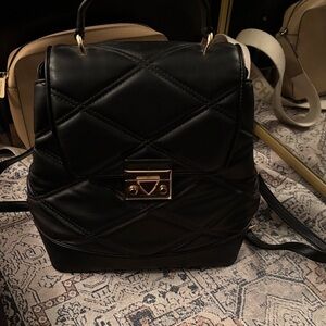 Michael Kors Black Quilted backpack with Gold Accents